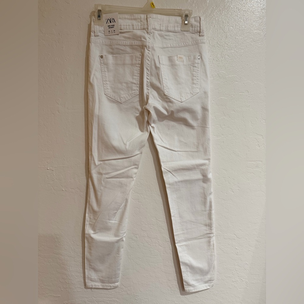Zara White Denim Mid Rise Skinny Jeans size 4 - Picture 5 of 9